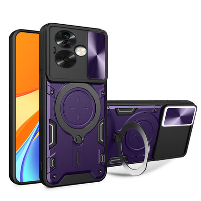 OPPO A79 5G Magnetic Holder CD Texture Sliding Camshield Phone Case, TPU PC Shockproof Cover
