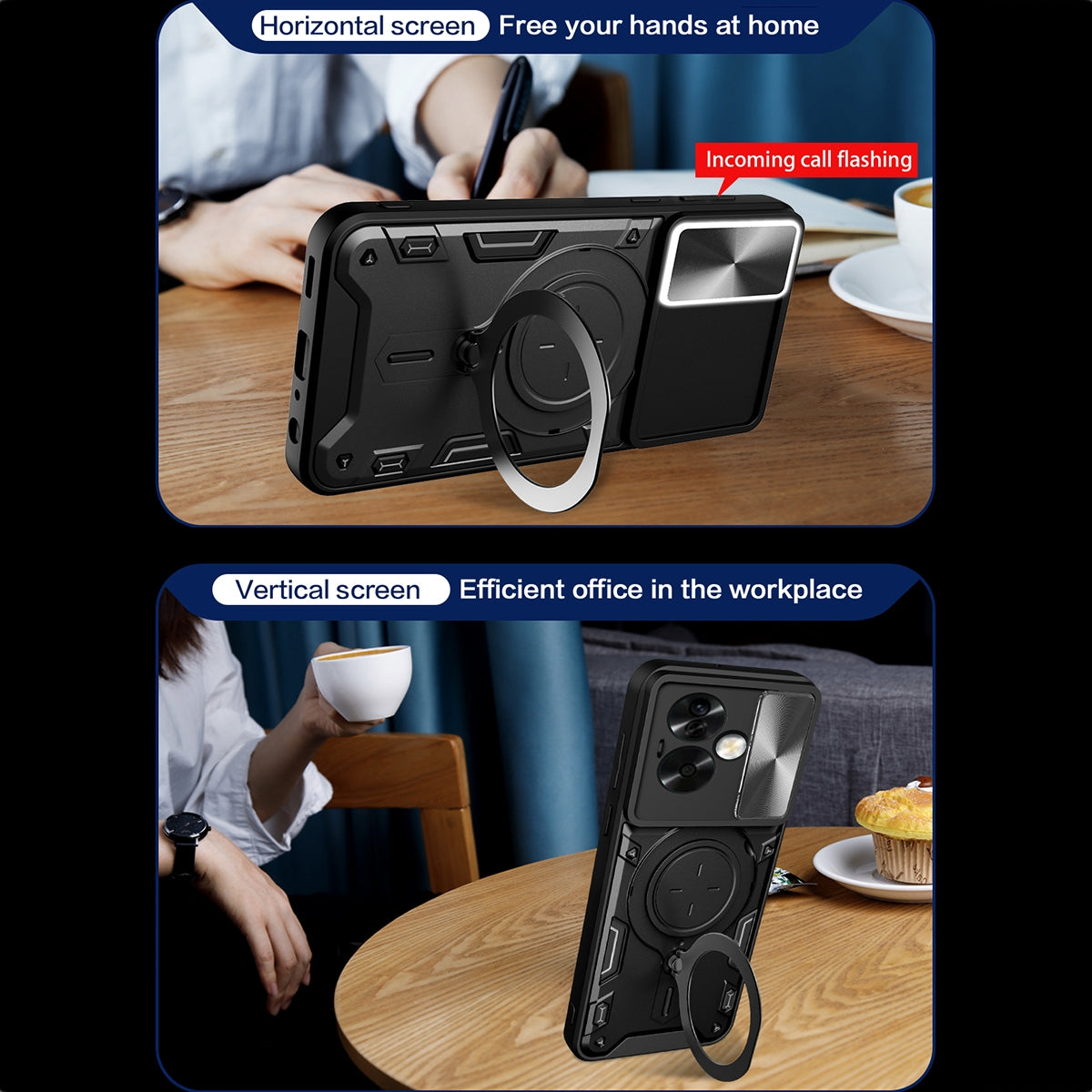 OPPO A79 5G Magnetic Holder CD Texture Sliding Camshield Phone Case, TPU PC Shockproof Cover