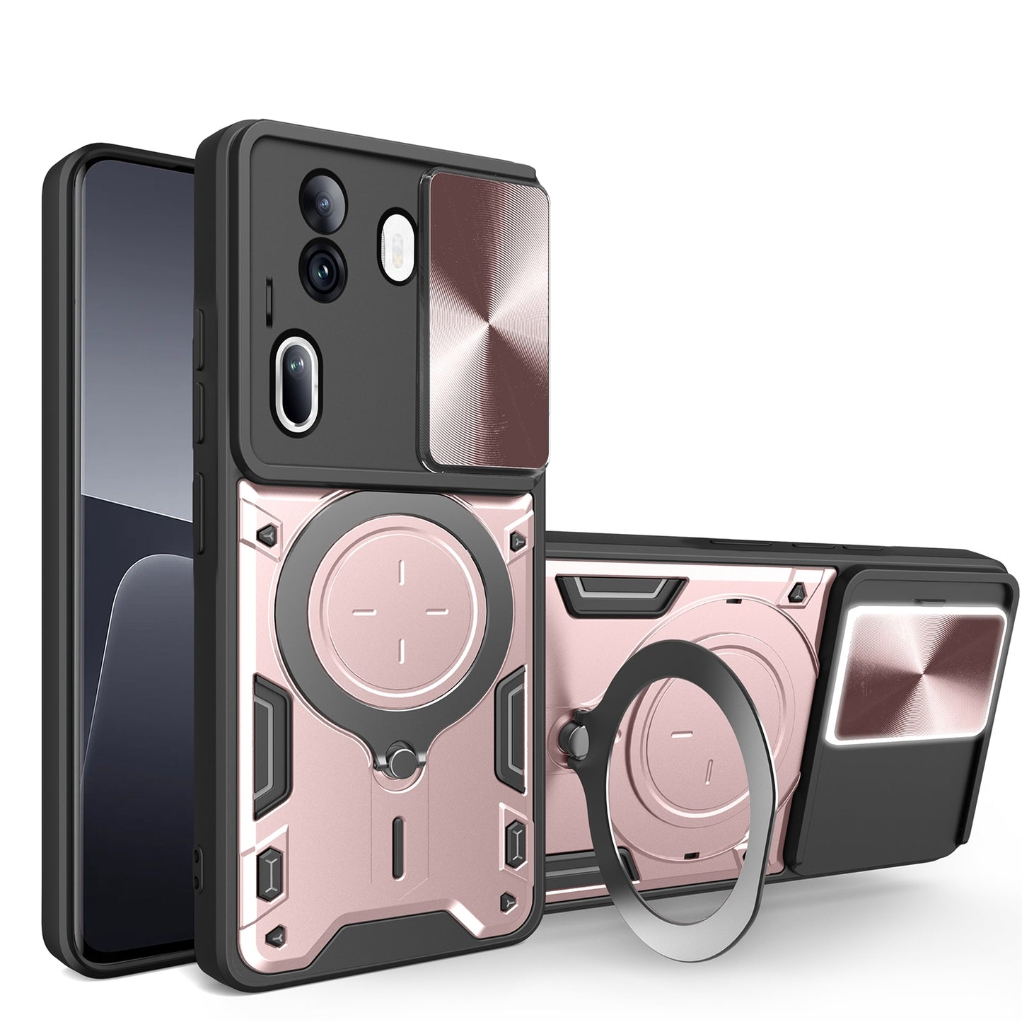 OPPO Reno11 Pro 5G Magnetic Holder CD Texture Sliding Camshield Phone Case, TPU PC Shockproof Cover