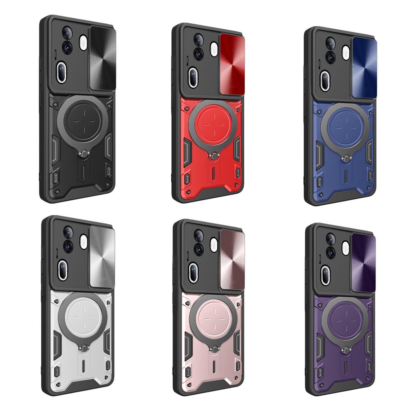 OPPO Reno11 Pro 5G Magnetic Holder CD Texture Sliding Camshield Phone Case, TPU PC Shockproof Cover
