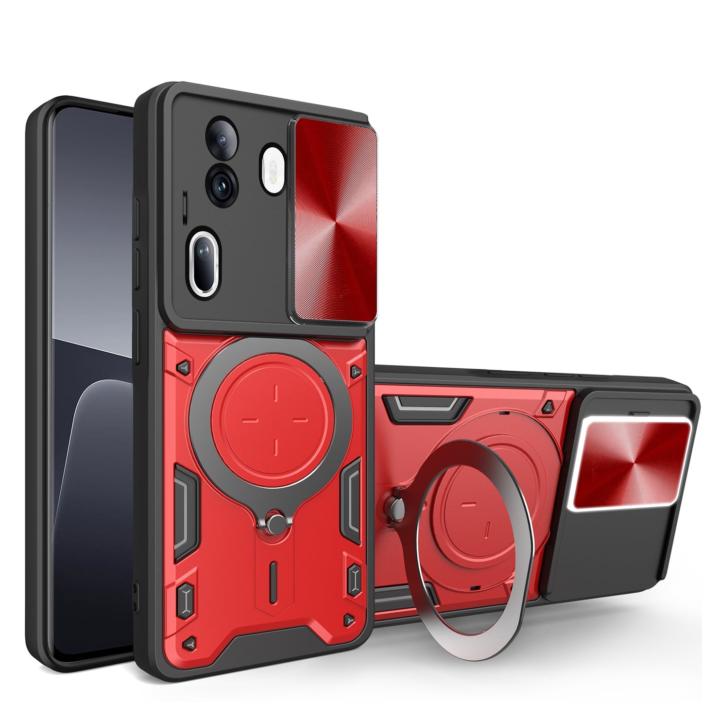 OPPO Reno11 Pro 5G Magnetic Holder CD Texture Sliding Camshield Phone Case, TPU PC Shockproof Cover