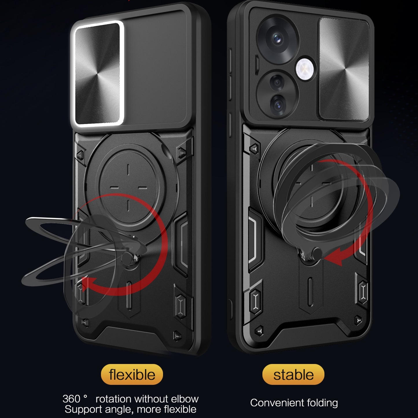 OPPO Reno11 F 5G Magnetic Holder CD Texture Sliding Camshield Phone Case, TPU PC Shockproof Cover
