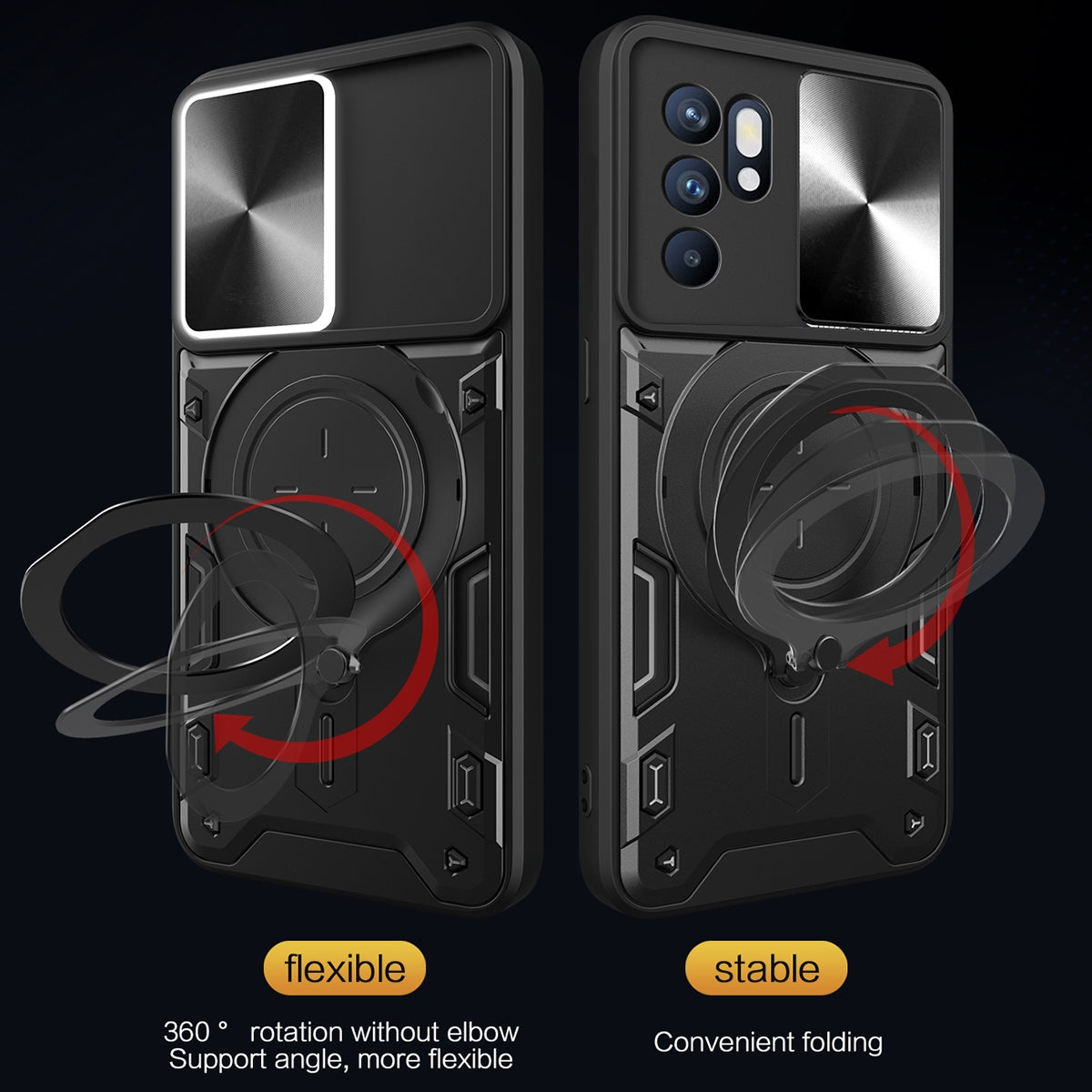 OPPO Reno 6 4G Magnetic Holder CD Texture Sliding Camshield Phone Case, TPU PC Shockproof Cover