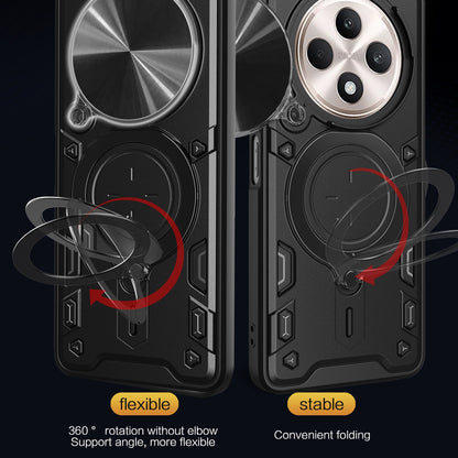 OPPO Reno12 F 5G Magnetic Holder CD Texture Sliding Camshield Phone Case, TPU PC Shockproof Cover