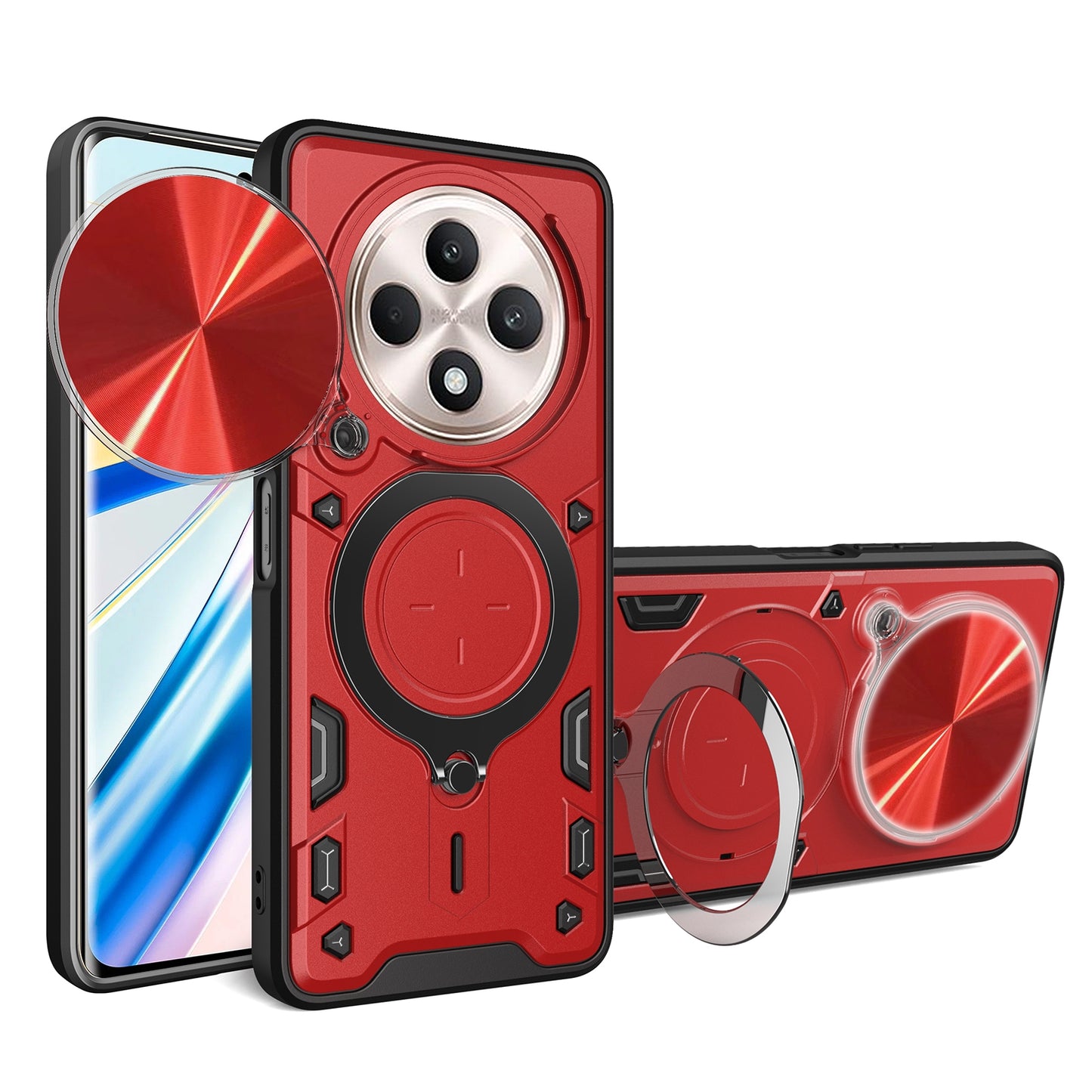 OPPO Reno12 F 5G Magnetic Holder CD Texture Sliding Camshield Phone Case, TPU PC Shockproof Cover