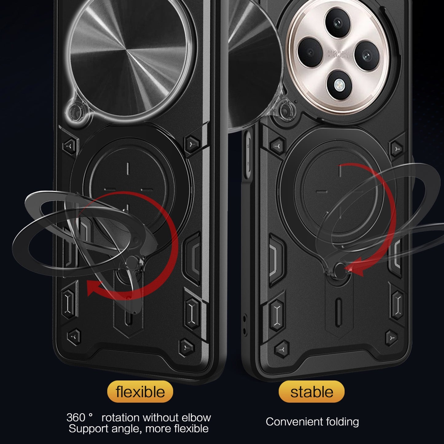 OPPO Reno12 F 5G Magnetic Holder CD Texture Sliding Camshield Phone Case, TPU PC Shockproof Cover