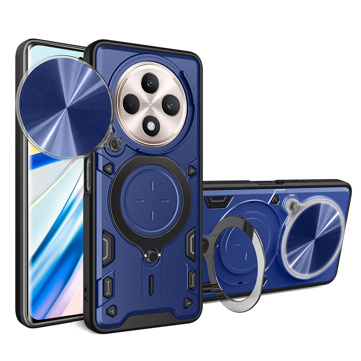 OPPO Reno12 F 5G Magnetic Holder CD Texture Sliding Camshield Phone Case, TPU PC Shockproof Cover