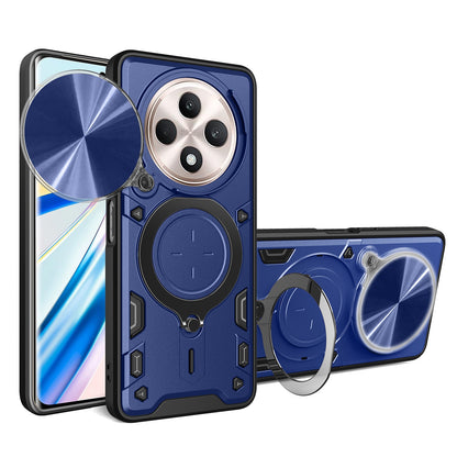 OPPO Reno12 F 5G Magnetic Holder CD Texture Sliding Camshield Phone Case, TPU PC Shockproof Cover