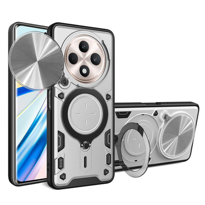 OPPO Reno12 F 5G Magnetic Holder CD Texture Sliding Camshield Phone Case, TPU PC Shockproof Cover