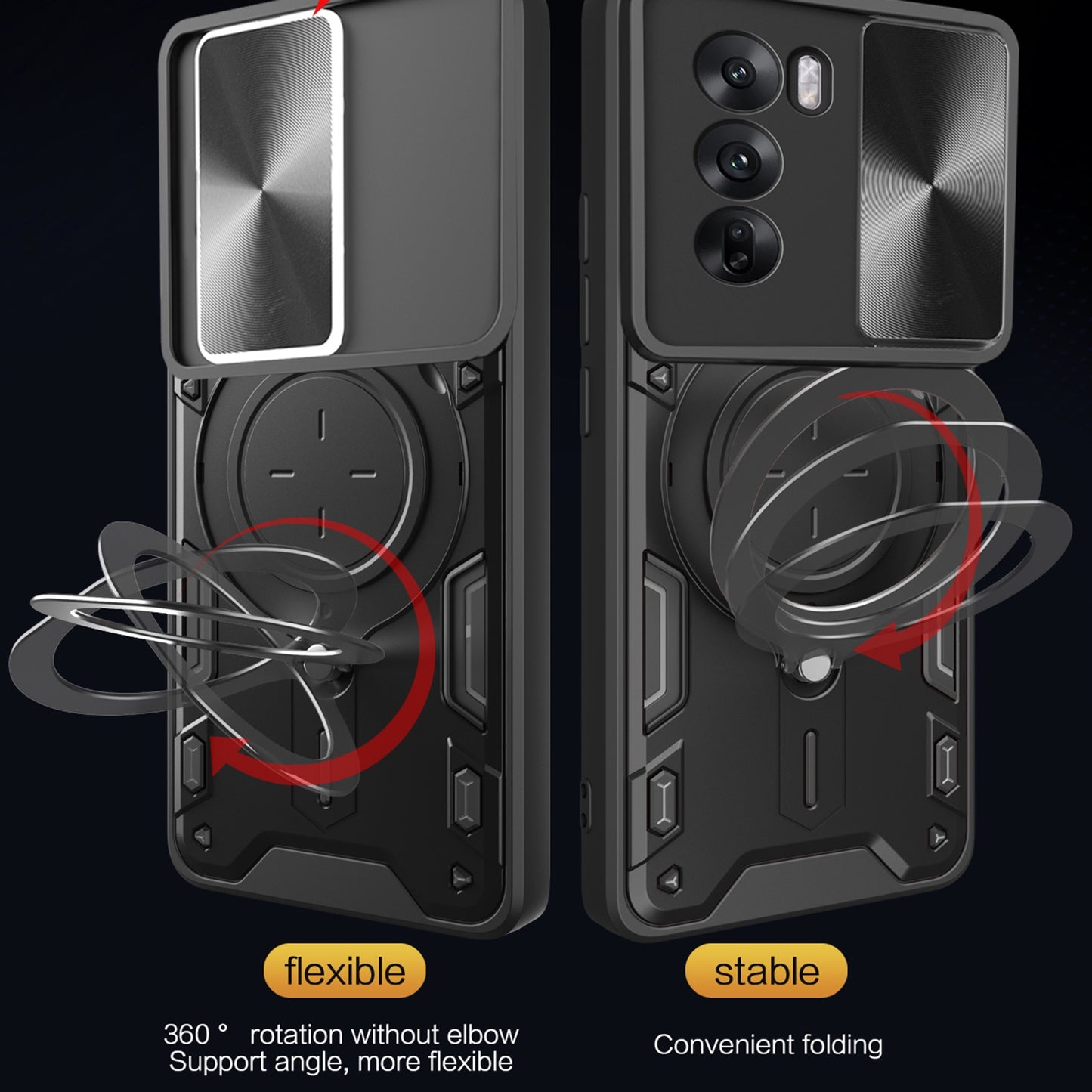 OPPO Reno12 Pro 5G Magnetic Holder CD Texture Sliding Camshield Phone Case, TPU PC Shockproof Cover