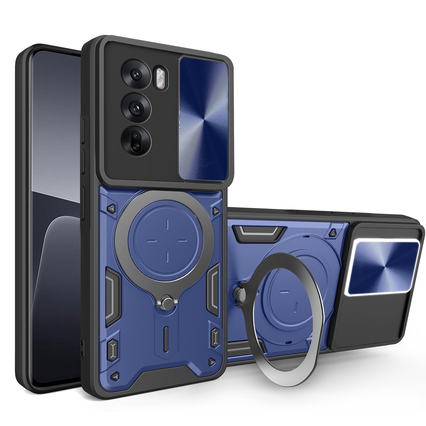 OPPO Reno12 Pro 5G Magnetic Holder CD Texture Sliding Camshield Phone Case, TPU PC Shockproof Cover