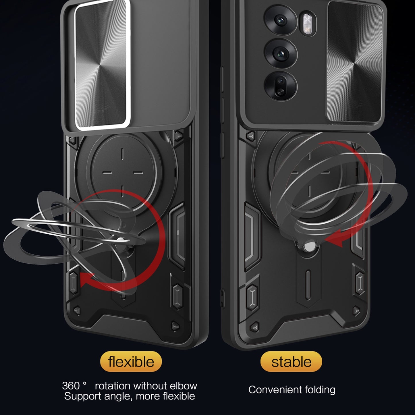 OPPO Reno12 5G Magnetic Holder CD Texture Sliding Camshield Phone Case, TPU PC Shockproof Cover