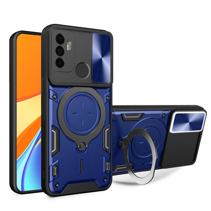 OPPO A53 4G Magnetic Holder CD Texture Sliding Camshield Phone Case, TPU PC Shockproof Cover