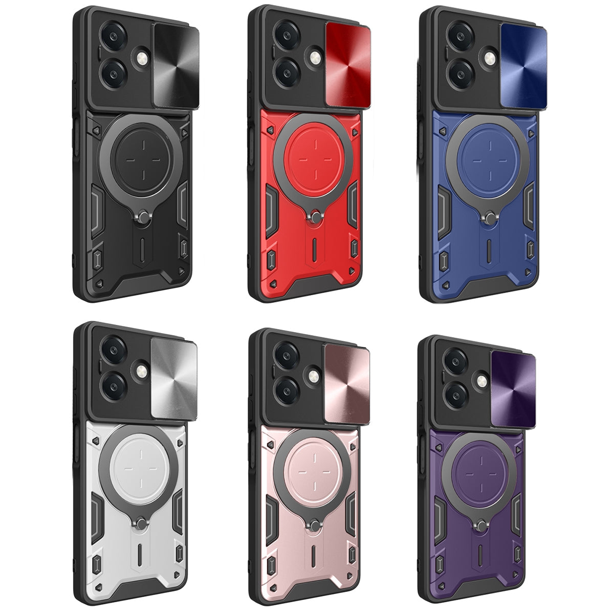 OPPO A3x 5G India Magnetic Holder CD Texture Sliding Camshield Phone Case, TPU PC Shockproof Cover