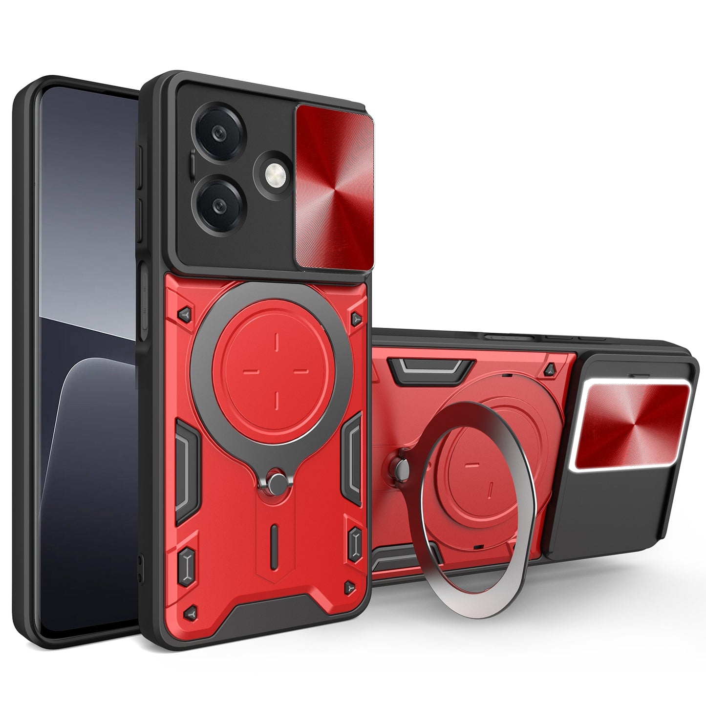 OPPO A3x 4G Magnetic Holder CD Texture Sliding Camshield Phone Case, TPU PC Shockproof Cover