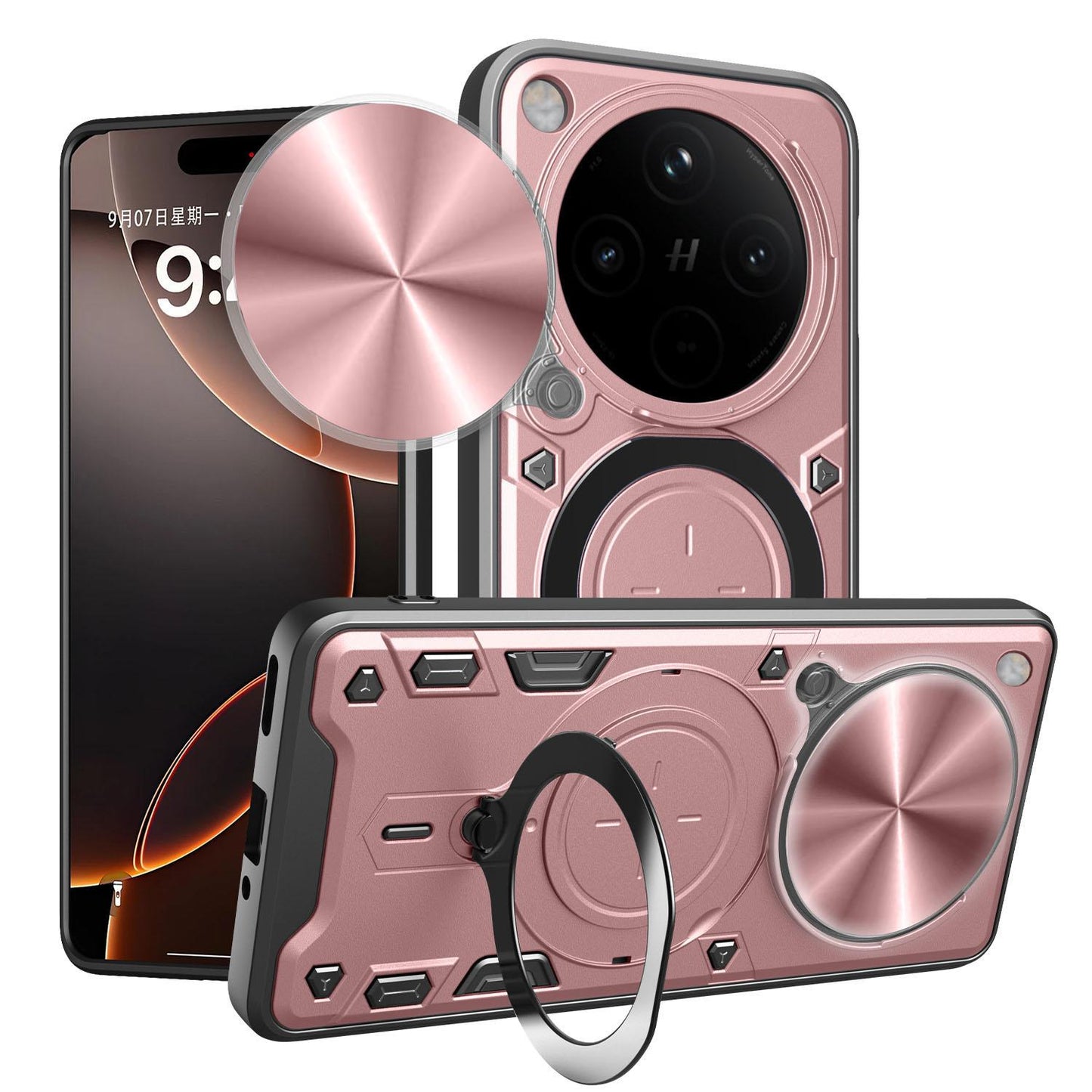 OPPO Find X8 Magnetic Holder CD Texture Sliding Camshield Phone Case, TPU PC Shockproof Cover