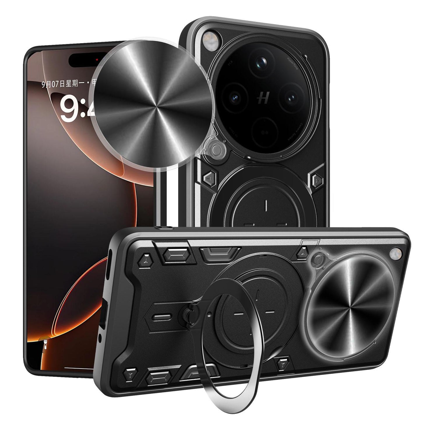 OPPO Find X8 Magnetic Holder CD Texture Sliding Camshield Phone Case, TPU PC Shockproof Cover