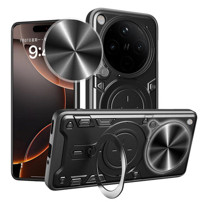 OPPO Find X8 Magnetic Holder CD Texture Sliding Camshield Phone Case, TPU PC Shockproof Cover