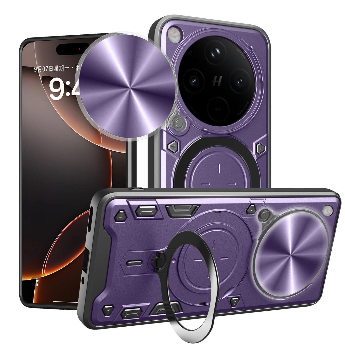OPPO Find X8 Magnetic Holder CD Texture Sliding Camshield Phone Case, TPU PC Shockproof Cover