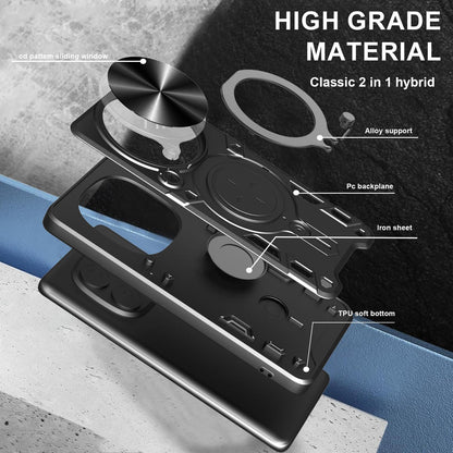 OPPO Find X8 Pro Magnetic Holder CD Texture Sliding Camshield Phone Case, TPU PC Shockproof Cover
