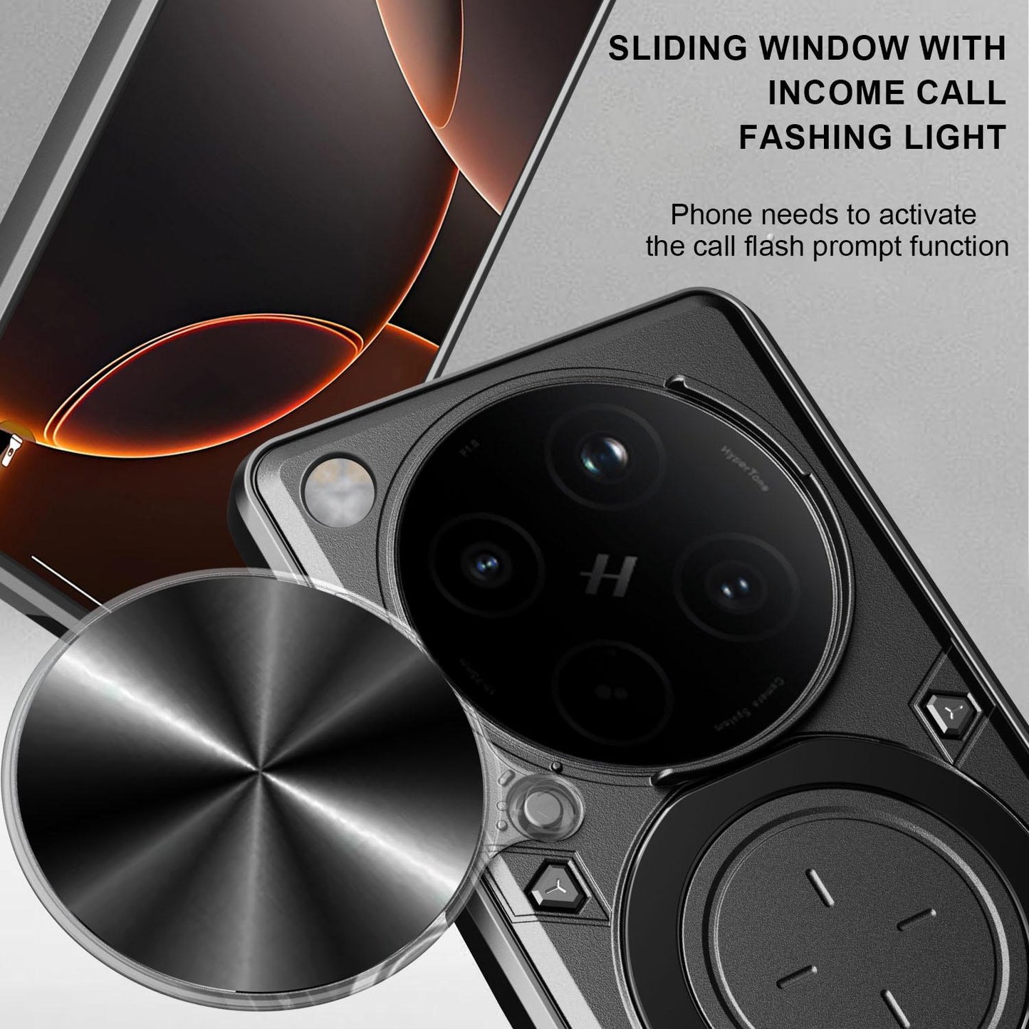 OPPO Find X8 Pro Magnetic Holder CD Texture Sliding Camshield Phone Case, TPU PC Shockproof Cover