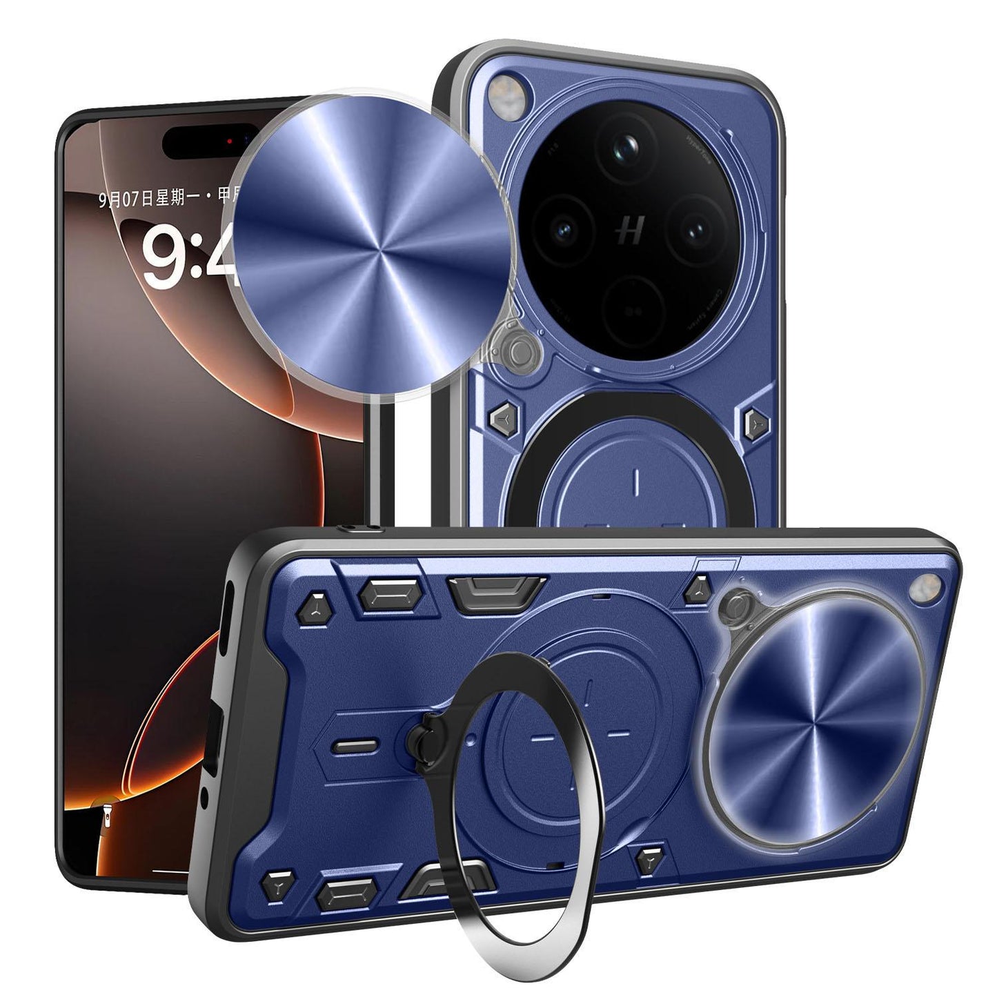 OPPO Find X8 Pro Magnetic Holder CD Texture Sliding Camshield Phone Case, TPU PC Shockproof Cover