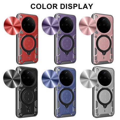 OPPO Find X8 Pro Magnetic Holder CD Texture Sliding Camshield Phone Case, TPU PC Shockproof Cover