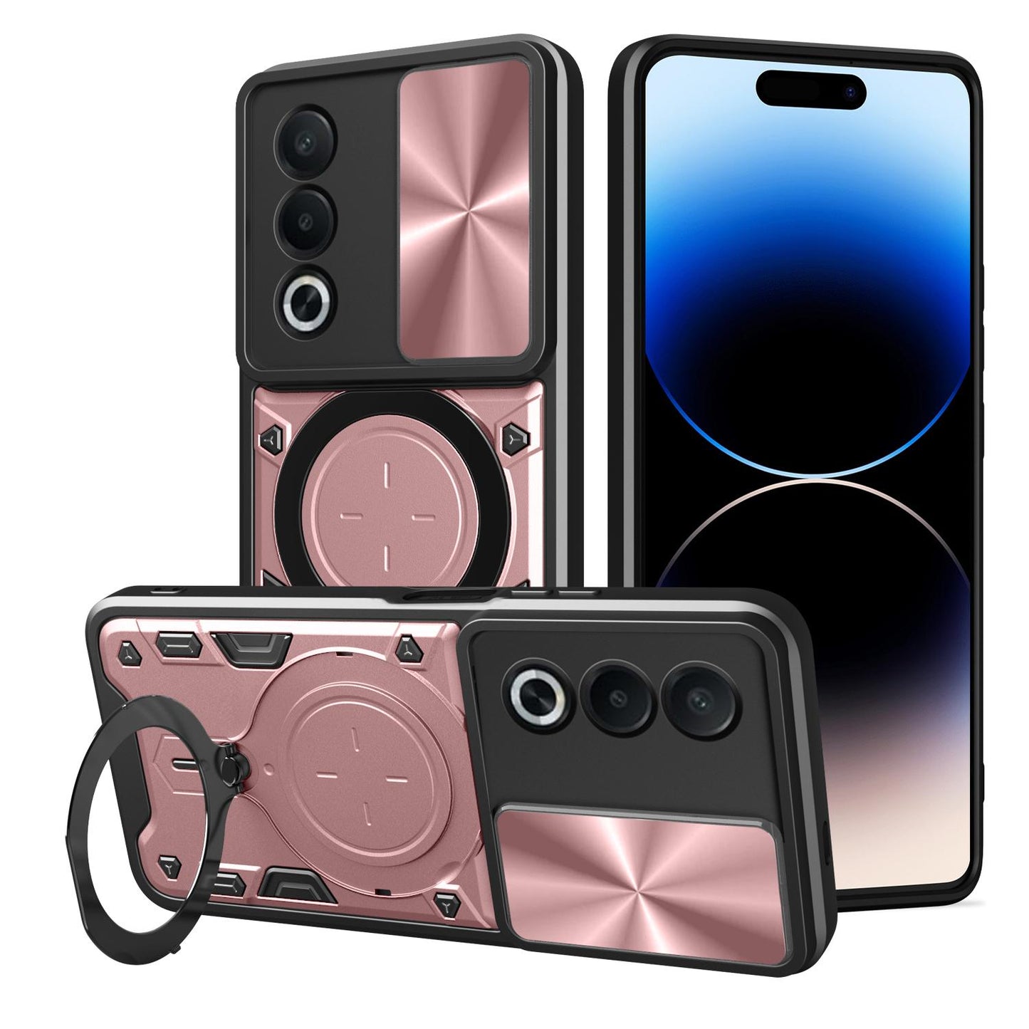 OPPO A3 Pro 5G India Magnetic Holder CD Texture Sliding Camshield Phone Case, TPU PC Shockproof Cover