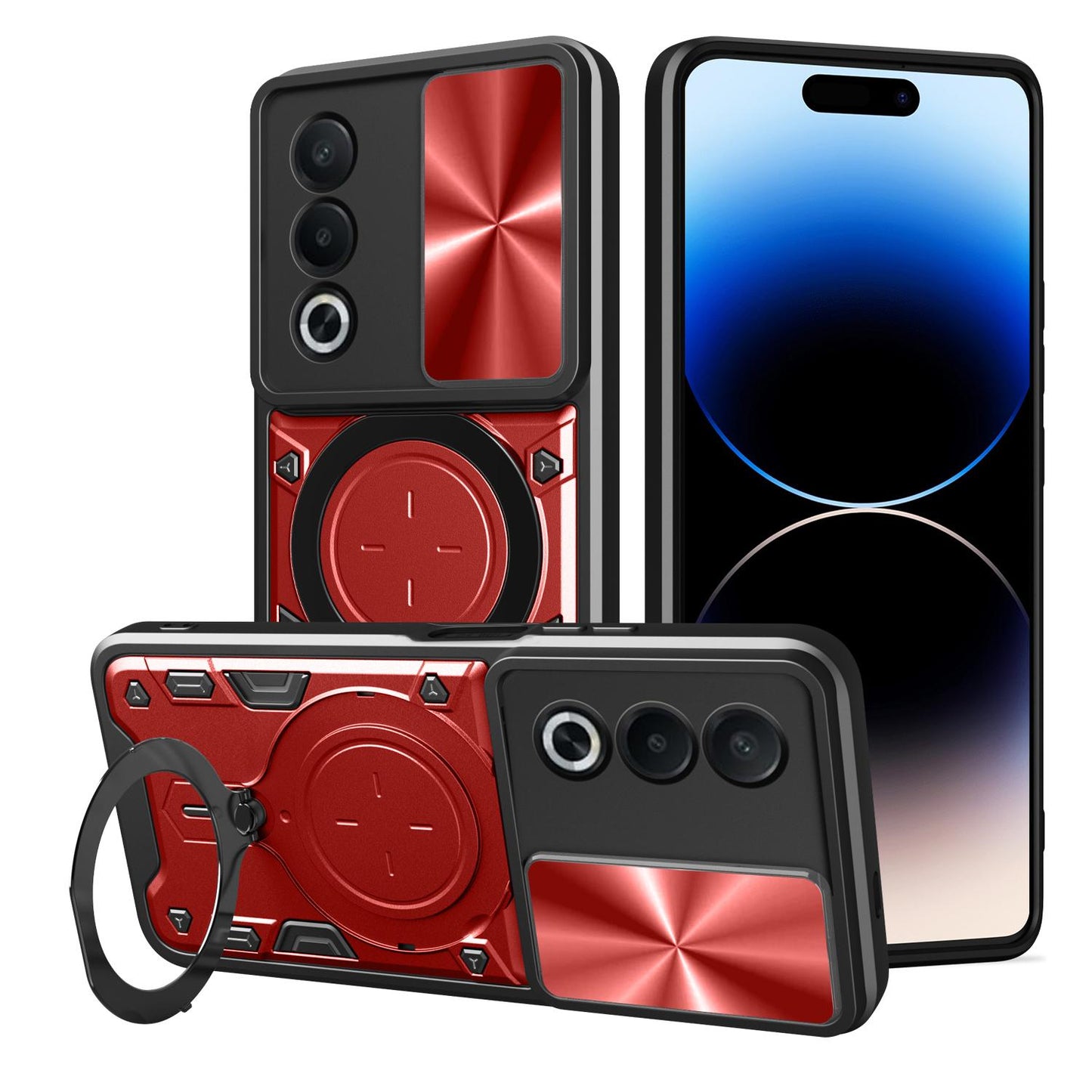 OPPO A3 Pro 5G India Magnetic Holder CD Texture Sliding Camshield Phone Case, TPU PC Shockproof Cover