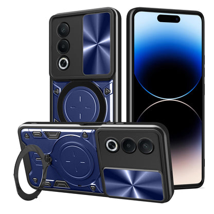OPPO A3 Pro 5G India Magnetic Holder CD Texture Sliding Camshield Phone Case, TPU PC Shockproof Cover