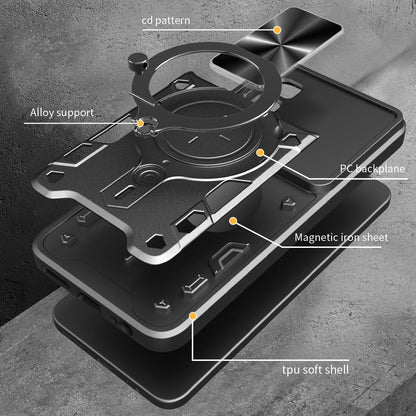 OPPO A3 Pro 5G India Magnetic Holder CD Texture Sliding Camshield Phone Case, TPU PC Shockproof Cover