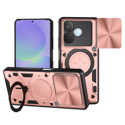 OPPO A5 Pro 5G Magnetic Holder CD Texture Sliding Camshield Phone Case, TPU PC Shockproof Cover