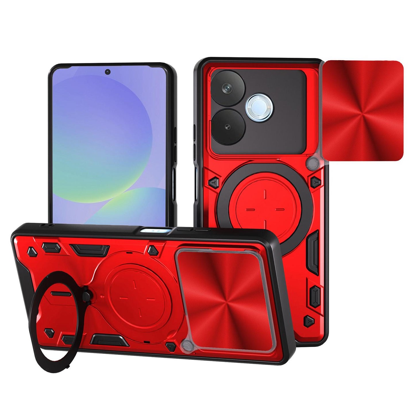 OPPO A5 Pro 5G Magnetic Holder CD Texture Sliding Camshield Phone Case, TPU PC Shockproof Cover