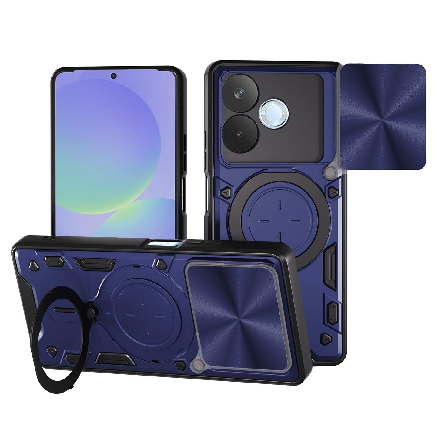 OPPO A5 Pro 5G Magnetic Holder CD Texture Sliding Camshield Phone Case, TPU PC Shockproof Cover