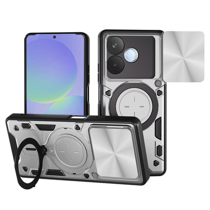 OPPO A5 Pro 5G Magnetic Holder CD Texture Sliding Camshield Phone Case, TPU PC Shockproof Cover