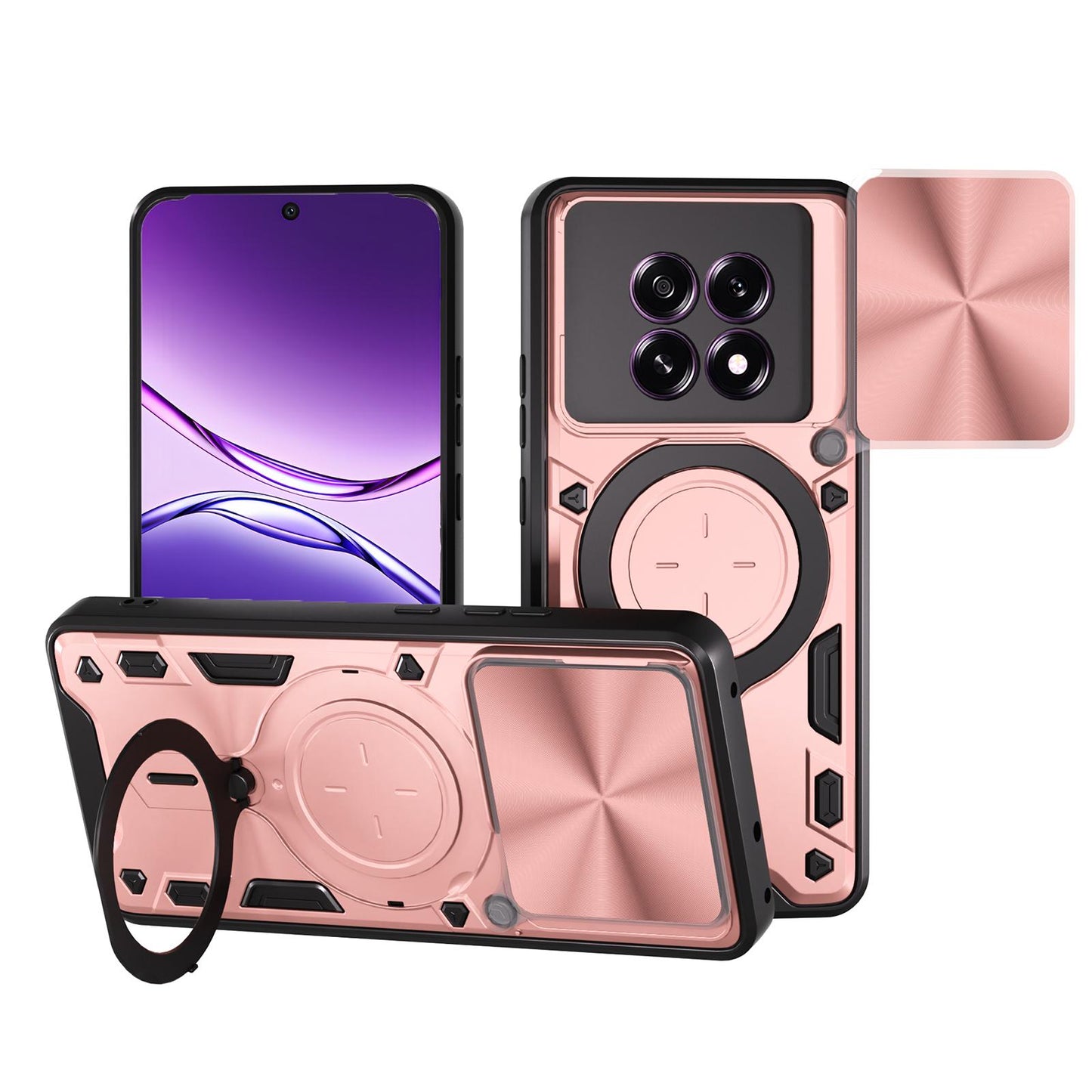 OPPO F29 5G Magnetic Holder CD Texture Sliding Camshield Phone Case, TPU PC Shockproof Cover