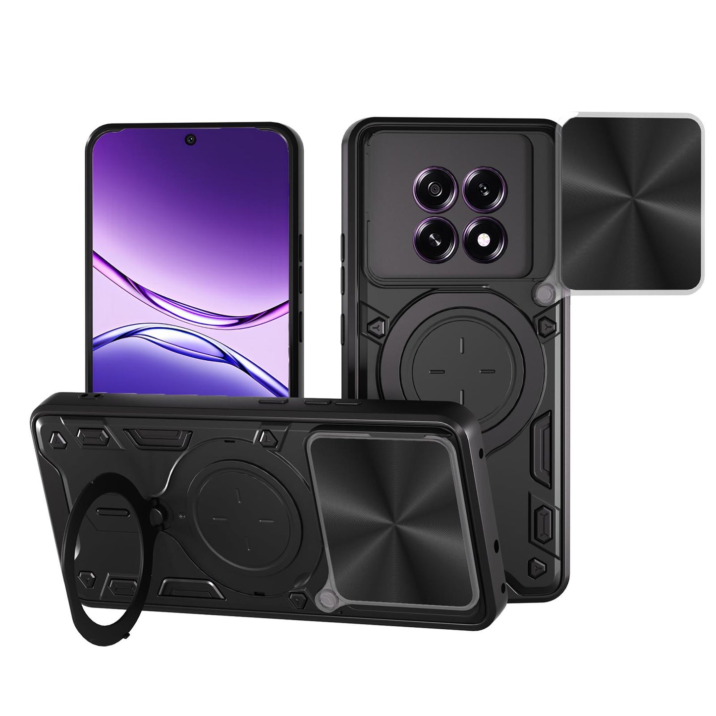OPPO F29 5G Magnetic Holder CD Texture Sliding Camshield Phone Case, TPU PC Shockproof Cover