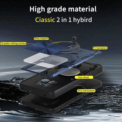 OPPO F29 5G Magnetic Holder CD Texture Sliding Camshield Phone Case, TPU PC Shockproof Cover