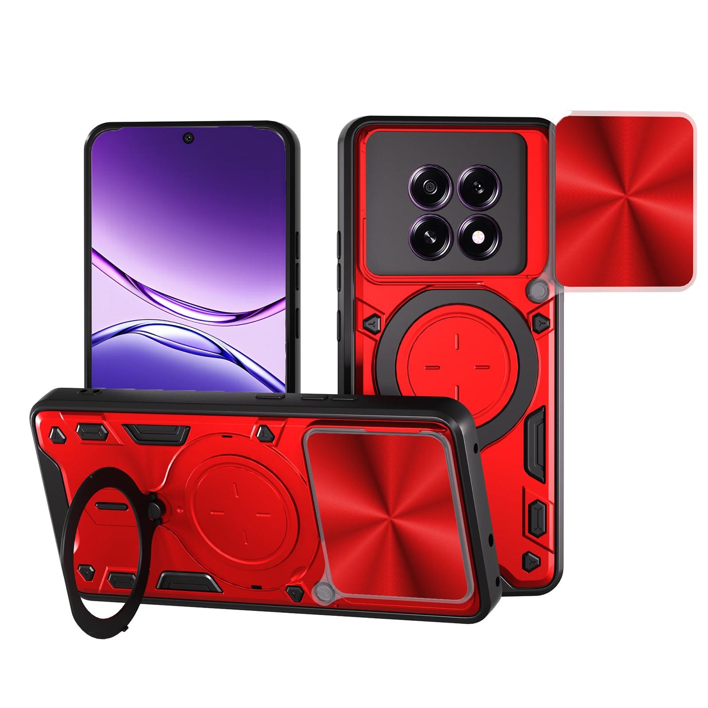 OPPO F29 5G Magnetic Holder CD Texture Sliding Camshield Phone Case, TPU PC Shockproof Cover