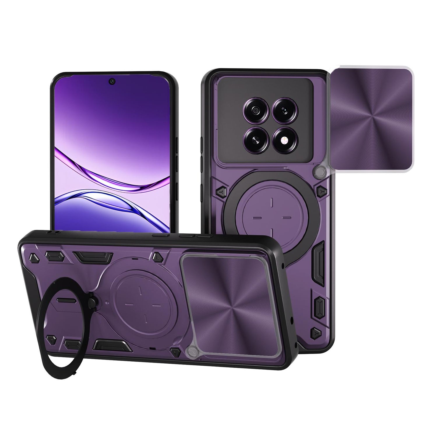 OPPO F29 5G Magnetic Holder CD Texture Sliding Camshield Phone Case, TPU PC Shockproof Cover