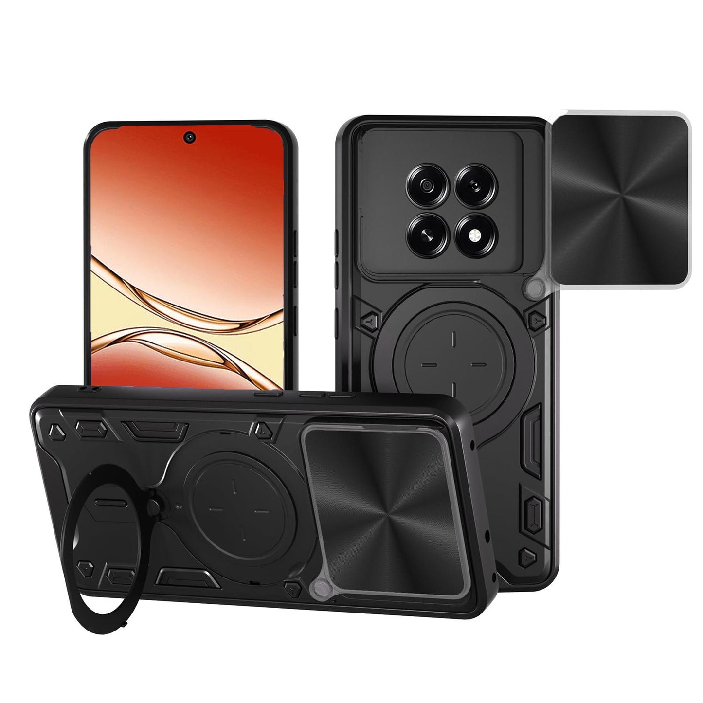 OPPO F29 Pro 5G Magnetic Holder CD Texture Sliding Camshield Phone Case, TPU PC Shockproof Cover