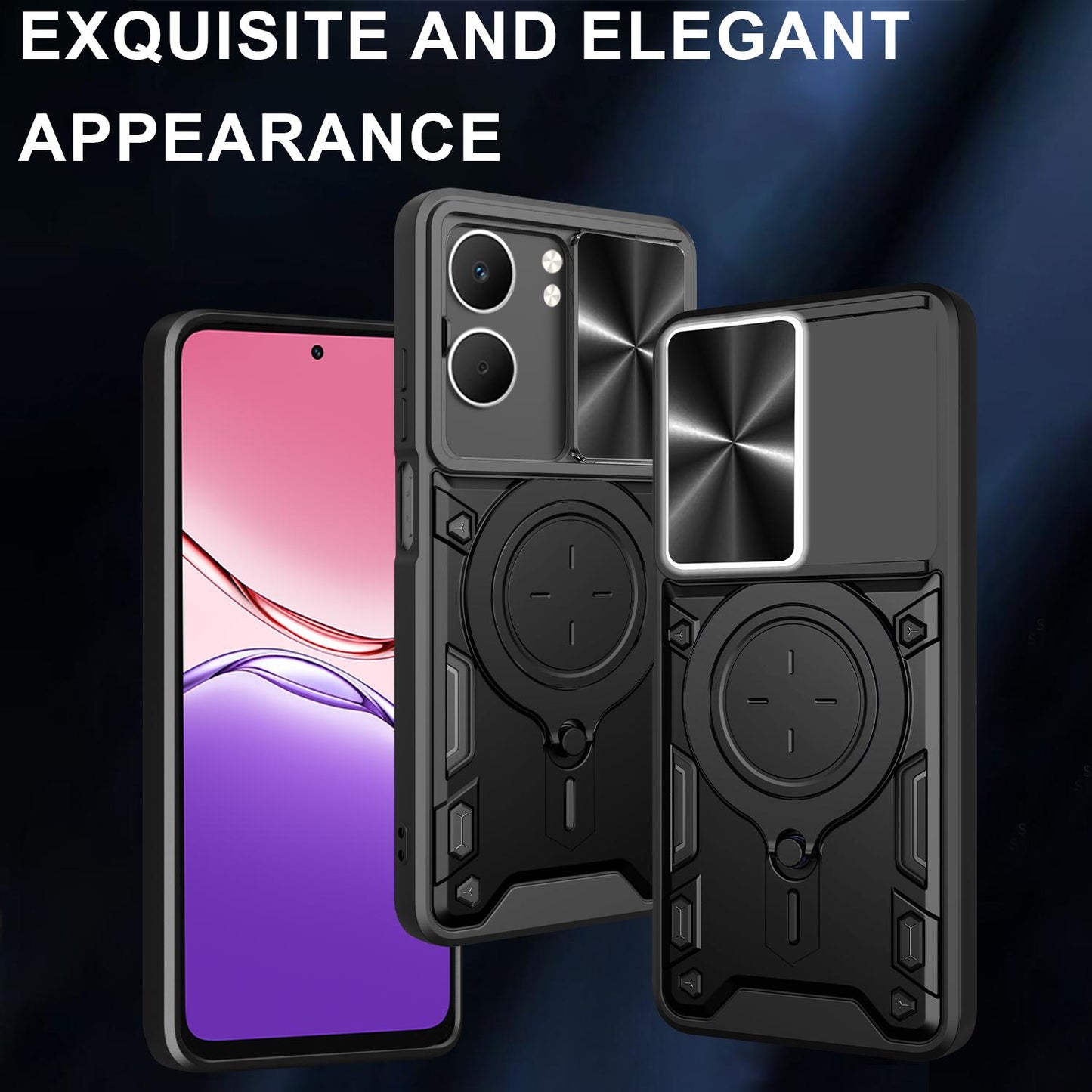 OPPO A5 5G Magnetic Holder CD Texture Sliding Camshield Phone Case, TPU PC Shockproof Cover