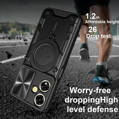 OPPO A59 5G Magnetic Holder CD Texture Sliding Camshield Phone Case, TPU PC Shockproof Cover