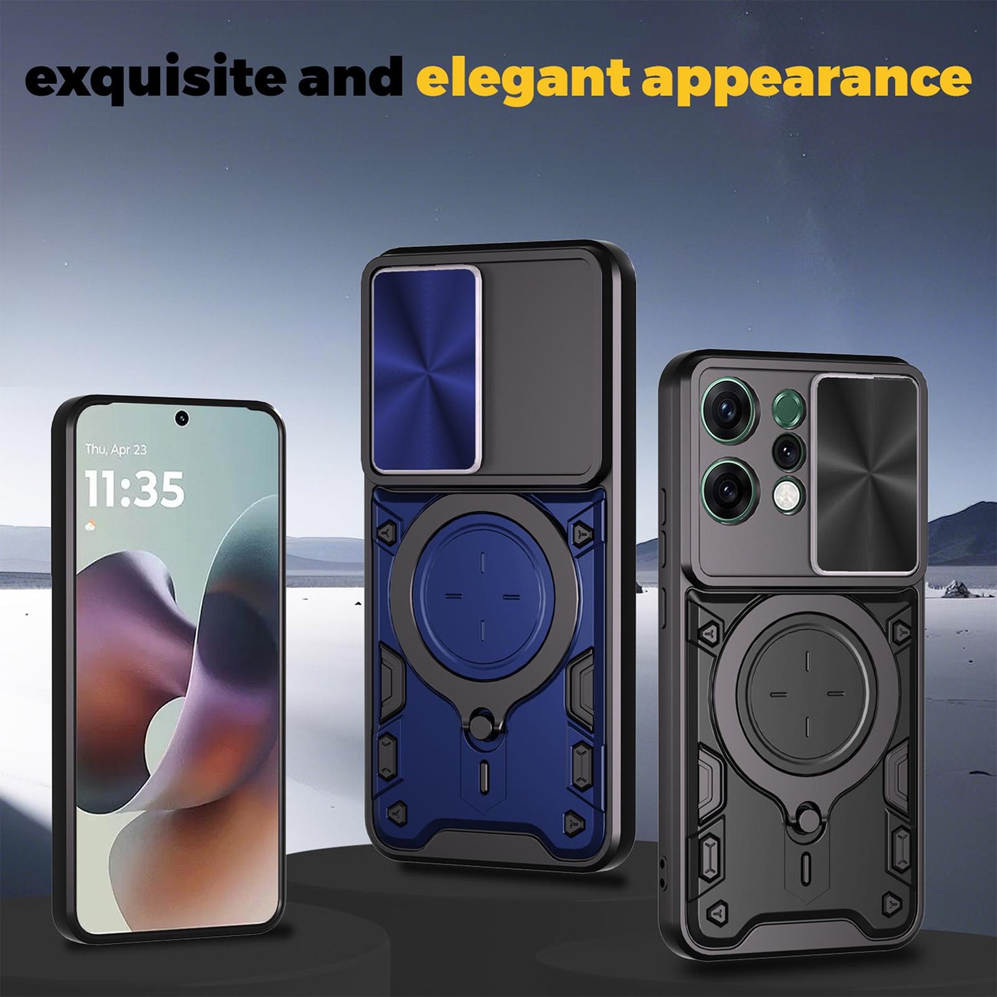 OPPO Reno14 5G Magnetic Holder CD Texture Sliding Camshield Phone Case, TPU PC Shockproof Cover