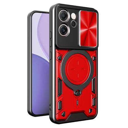 OPPO Reno14 F 5G Magnetic Holder CD Texture Sliding Camshield Phone Case, TPU PC Shockproof Cover