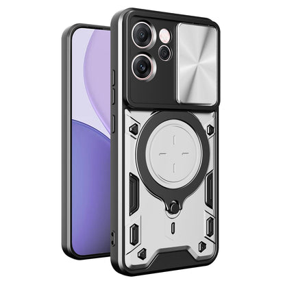 OPPO Reno14 F 5G Magnetic Holder CD Texture Sliding Camshield Phone Case, TPU PC Shockproof Cover