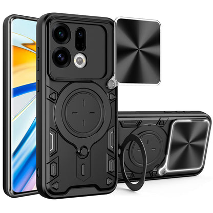 OPPO Find X9 Magnetic Holder CD Texture Sliding Camshield Phone Case, TPU PC Shockproof Cover
