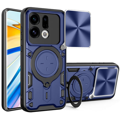 OPPO Find X9 Magnetic Holder CD Texture Sliding Camshield Phone Case, TPU PC Shockproof Cover