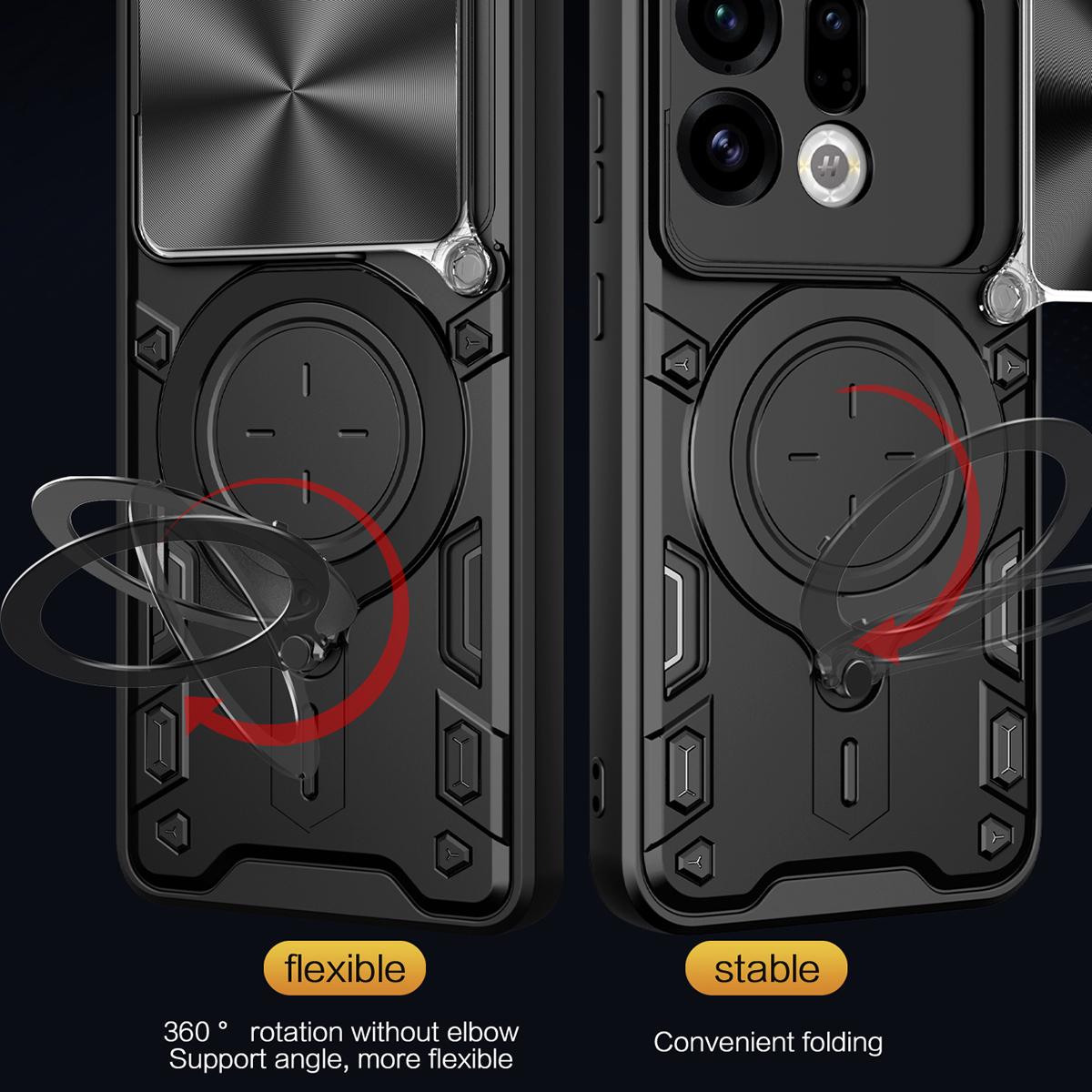 OPPO Find X9 Magnetic Holder CD Texture Sliding Camshield Phone Case, TPU PC Shockproof Cover
