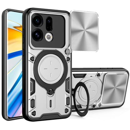 OPPO Find X9 Magnetic Holder CD Texture Sliding Camshield Phone Case, TPU PC Shockproof Cover